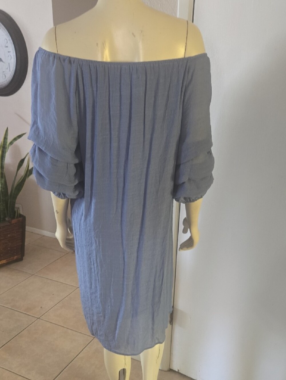 Women's Off-Shoulder Midi Dress in Dusty Blue - Picture 7 of 11
